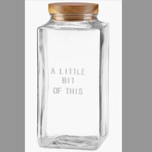 Kate Spade Glass Canister/Jar, wood top - 'A Little Bit of This' 10" H
